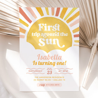 First Trip Around The Sun First Birthday Invitation