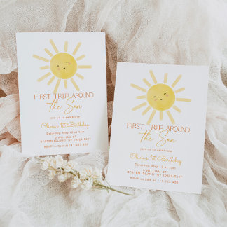 First trip around the sun first birthday invitation