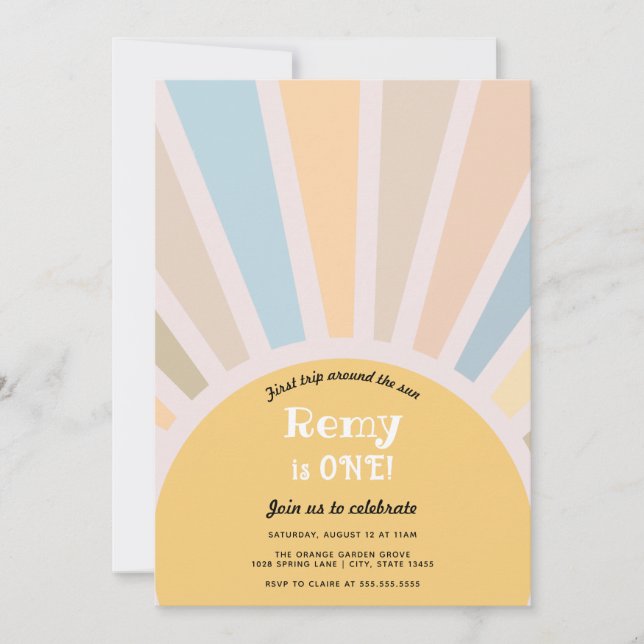 First Trip Around the Sun First Birthday Invitation (Front)