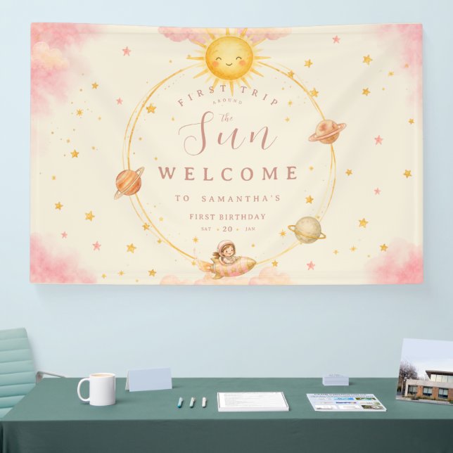 First Trip Around the Sun First Birthday Welcome Banner (Tradeshow)