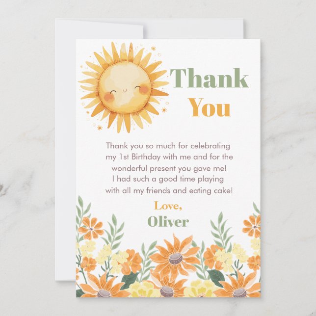 First Trip Around the Sun Floral Card (Front)
