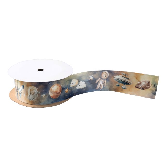 First Trip Around the Sun Galaxy 1st Birthday Satin Ribbon (Spool)