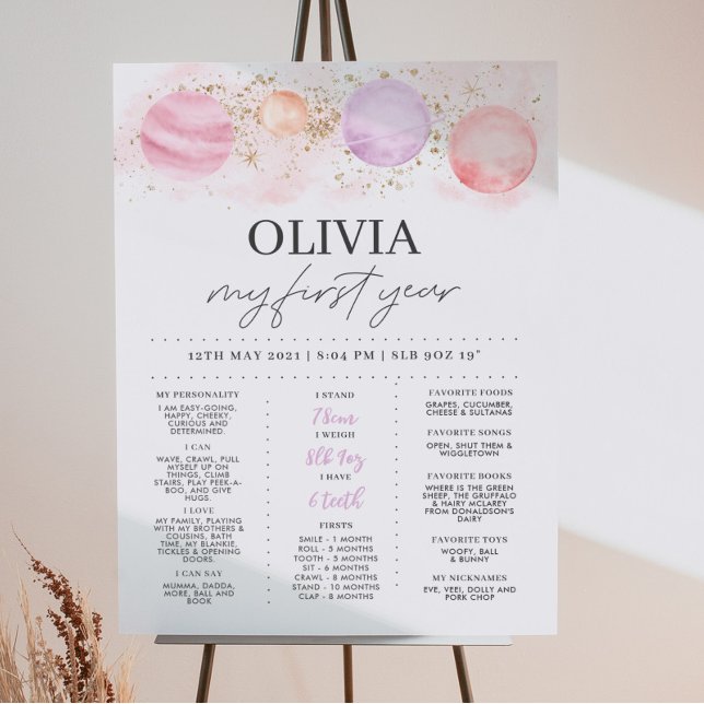 First Trip Around The Sun Girls Birthday Milestone Poster (Creator Uploaded)