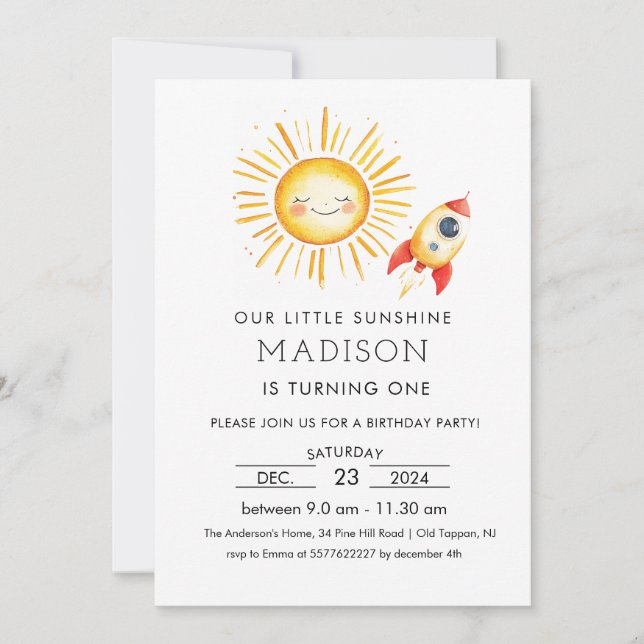 First trip around the sun invitation (Front)