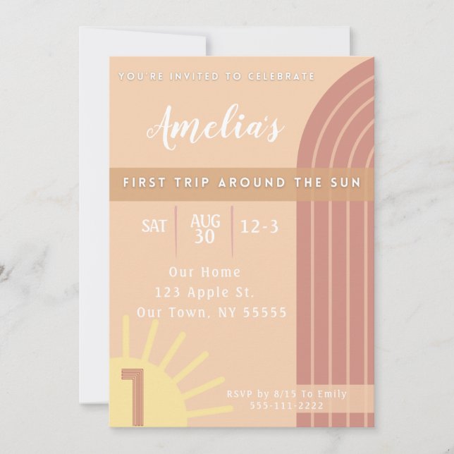 First Trip Around the Sun Invitation (Front)