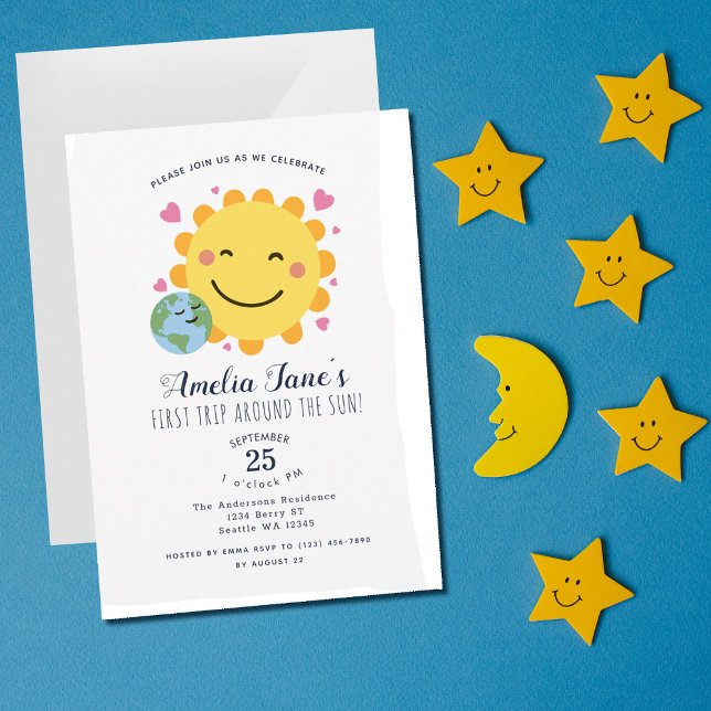 First Trip Around The Sun Kids 1st Birthday Invitation (Creator Uploaded)