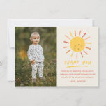 First Trip Around the Sun Kids Photo Birthday Thank You Card<br><div class="desc">A First Trip Around the Sun Kids Photo Birthday Thank You Card with cute sun and modern design. Click the edit button to customise this design with your details.</div>