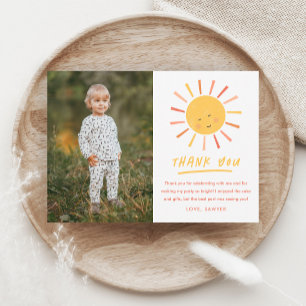 First Trip Around the Sun Kids Photo Birthday Thank You Card