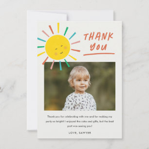 First Trip Around the Sun Kids Photo Birthday Thank You Card