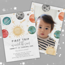 First Trip Around the Sun Outer Space 1st Birthday