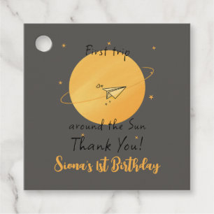 First Trip Around The Sun Paper Aeroplane Birthday Favour Tags