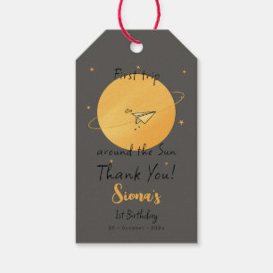 First Trip Around The Sun Paper Aeroplane Birthday Gift Tags