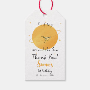 First Trip Around The Sun Paper Aeroplane Birthday Gift Tags