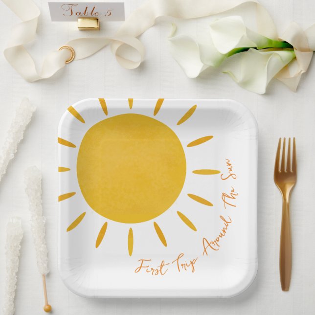 First Trip Around the Sun Paper Plate (Wedding)