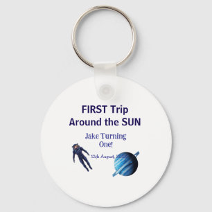 First trip around the sun planet astronaut birthda key ring