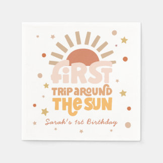 First Trip Around The Sun Retro 1st Birthday Napkin