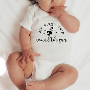 First Trip Around The Sun Rocket Baby Bodysuit