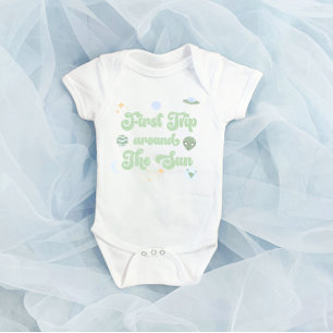 First Trip Around The Sun Space 1st Birthday Baby  Bodysuit