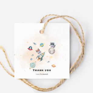 First Trip Around the Sun space animals Birthday  Favour Tags