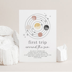 First Trip Around The Sun Space Birthday Invite