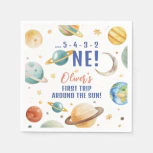 First Trip Around The Sun Space Boy 1st Birthday Napkin