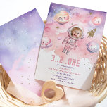 First trip around the Sun Space girl photo Invitation<br><div class="desc">First trip around the Sun Space girl photo Invitation 
Matching items available.</div>