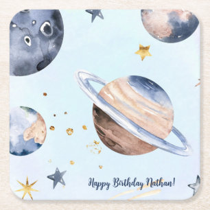 First Trip Around the Sun Square Paper Coaster