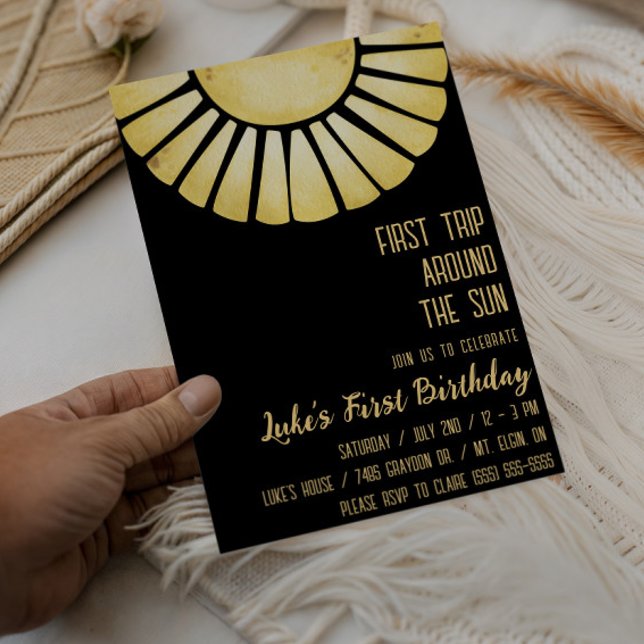 First Trip Around the Sun, Sunray 1st Birthday Invitation (Creator Uploaded)