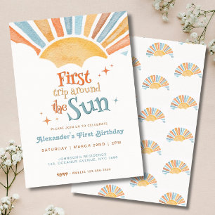 First Trip Around the Sun Sunshine 1st Birthday Invitation