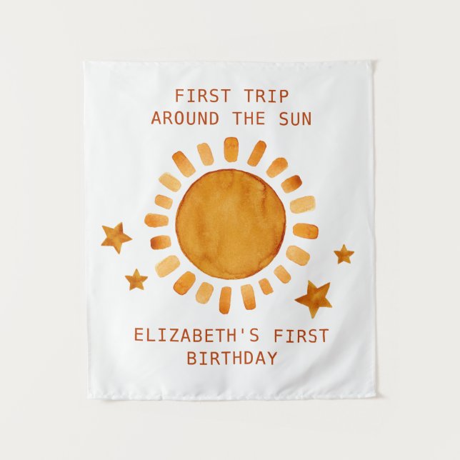  First Trip Around The Sun- Sunshine 1st Birthday Tapestry (Front)