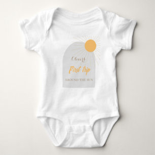 First trip around the sun sunshine boho yellow  baby bodysuit
