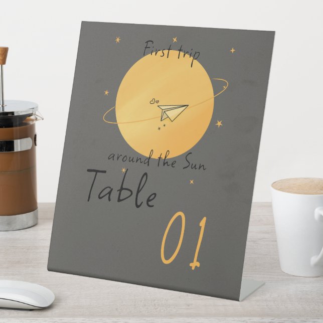 First Trip Around The Sun Table Numbers Pedestal Sign (In SItu)