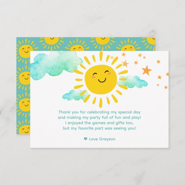 First Trip Around The Sun Thank You Card (Front/Back)