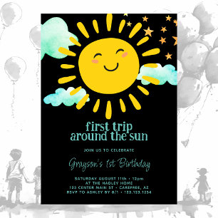 First Trip Around the Sunshine 1st Birthday Invitation