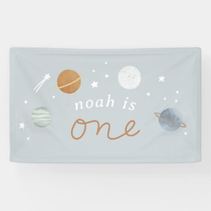 ‘First Trip’ Blue Space Theme 1st Birthday Banner