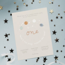 First Trip Space Theme 1st Birthday Invitation