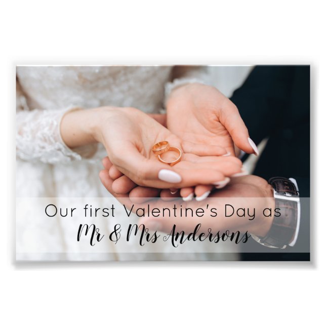 First Valentine's Day as Mr & Mrs Photo Print (Front)