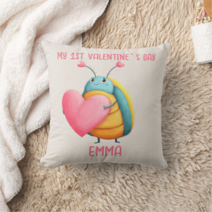 First Valentines Day Cute Bug T-Shirt Cushion