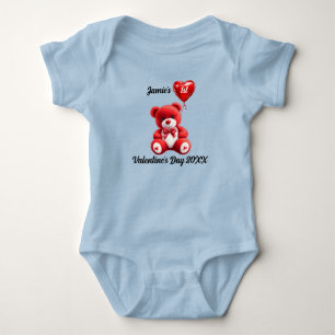 First Valentine's Day   Personalised Teddy Bear Baby Bodysuit
