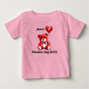 First Valentine's Day   Personalised Teddy Bear Baby T-Shirt