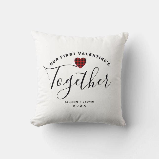 First Valentine's Together Couples Heart Monogram Cushion (Front)