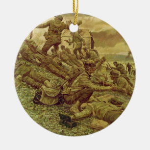 First Wave at Omaha by Ken Riley Ceramic Tree Decoration