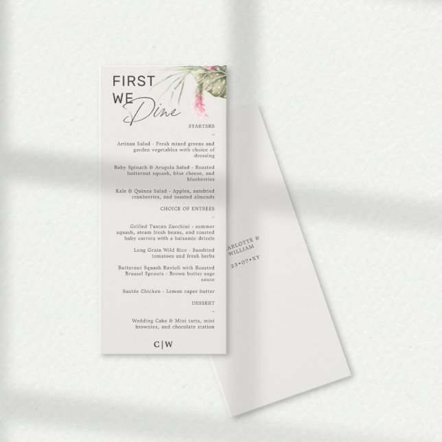 First We Dine Tropical Floral Wedding Menu (Creator Uploaded)