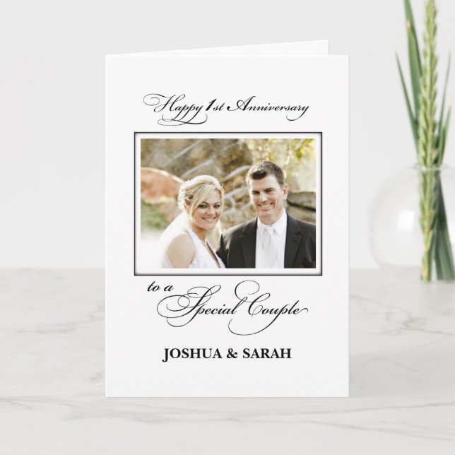 First Wedding Anniversary Custom Name and Photo Card (Front)