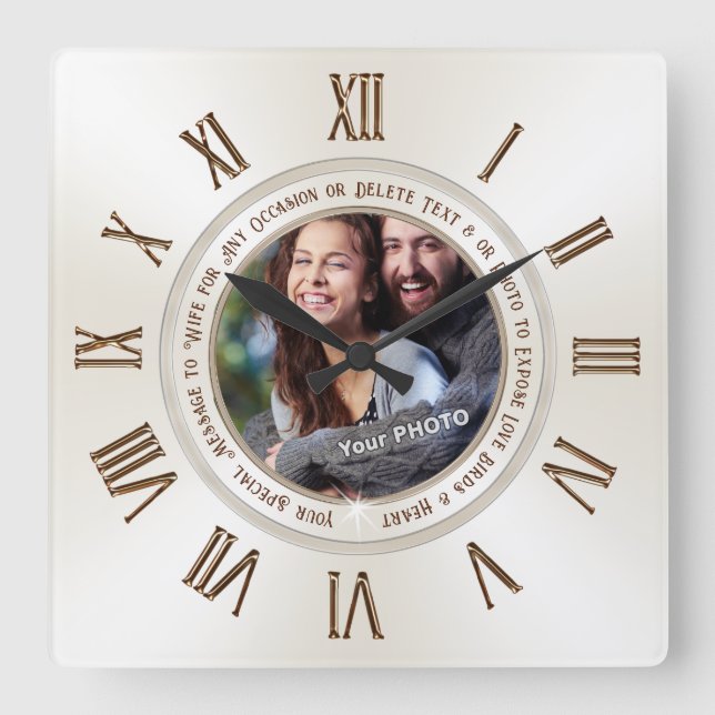 First Wedding Anniversary Gift for Wife, Customise Square Wall Clock (Front)