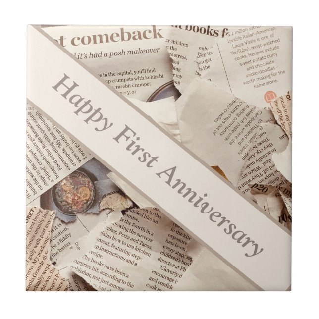 First Wedding Anniversary Newspaper  Tile (Front)