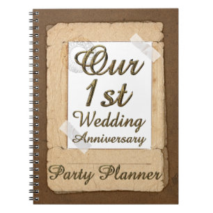 First Wedding Anniversary Party Planner Paper Spiral Notebook