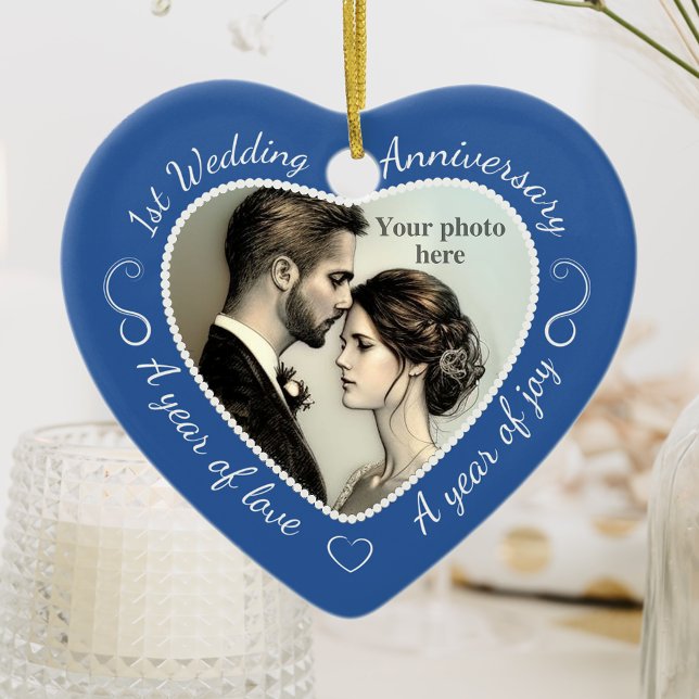 First Wedding Anniversary Photo Ceramic Tree Decoration (Creator Uploaded)