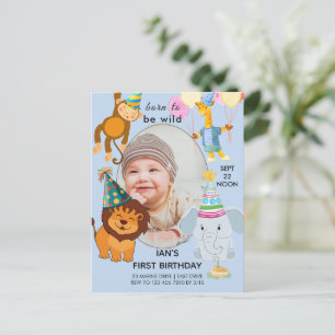 First wild birthday invitation postcard