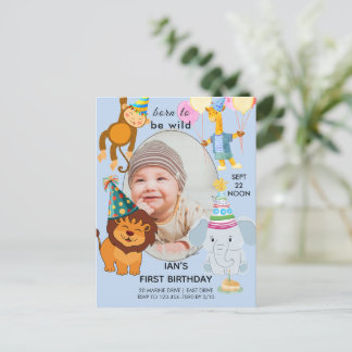First wild birthday invitation postcard